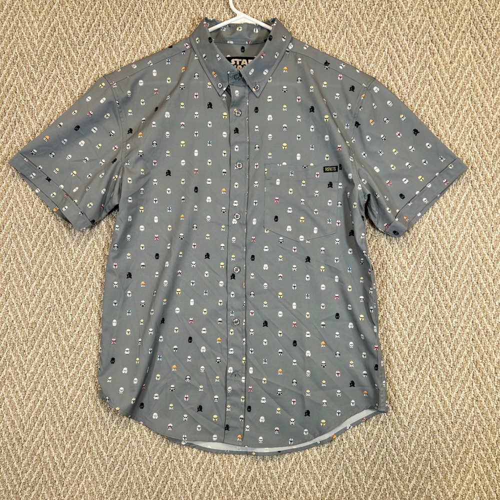 RSVLTS Star Wars Mens Medium Lil Troopers Clone Short Sleeve Button Down